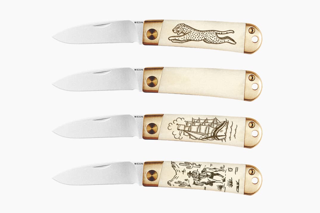 WESN’s Scrimshaw Henry Pocket Knife Features Hand-Carved Ox Bone and Raw Brass