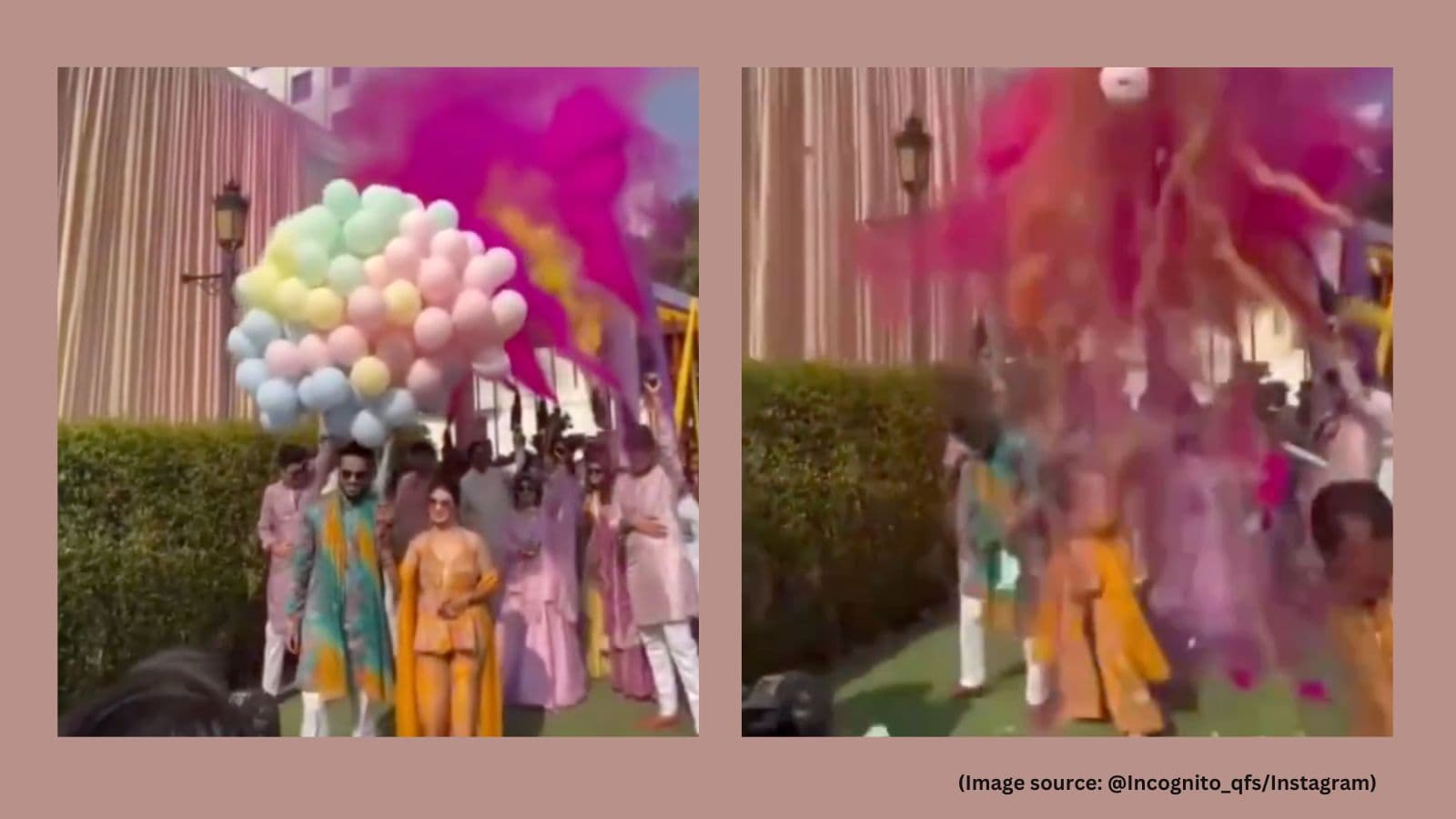 Delhi bride and groom suffer burns as hydrogen balloons amid their haldi entry, watch