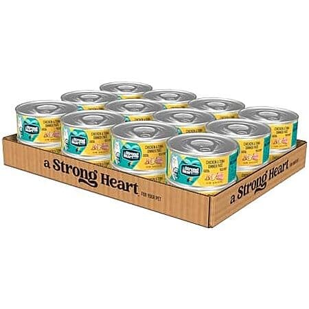 [AC] $10.78: 24-Pack 5.5-Oz A Strong Heart Canned Wet Cat Food (Chicken & Tuna Dinner Paté) at Amazon (44.9￠ each)