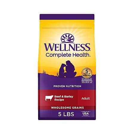 5-Lbs Wellness Complete Health Wholesome Grains Adult Dry Dog Food (Beef & Barley Recipe) $9.24 w/ S&S + Free Shipping w/ Prime or on $35+