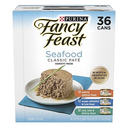 36-Pack 3-Oz Purina Fancy Feast Seafood Classic Pate Variety Pack Wet Cat Food $21.95 w/ Subscribe & Save