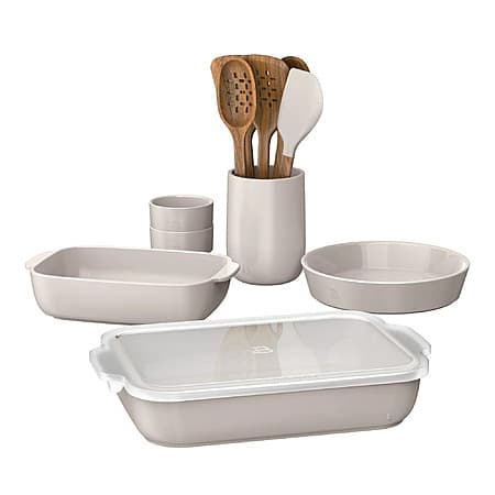 Beautiful 12-Piece Stoneware Bakeware & Kitchen Tools Set $46.97