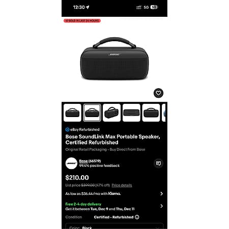 Bose SoundLink Max Portable Speaker, Certified Refurbished $210