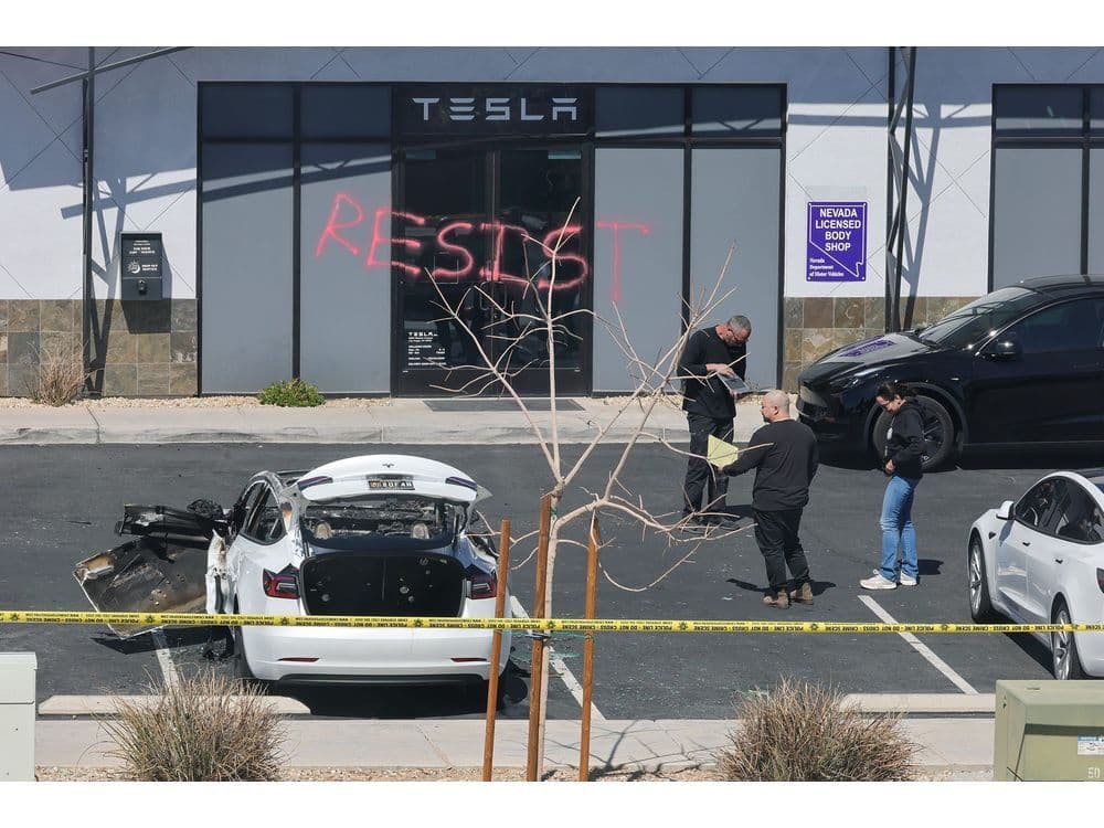 Tesla Vandalism Sparks Fury on the Right While Protests Escalate