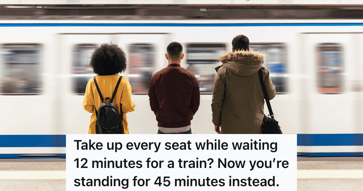 Rude Man At Subway Station Takes Up All The Seats, So When The Train Arrives, One Passenger Makes Sure He Doesn’t Have Anywhere To Sit
