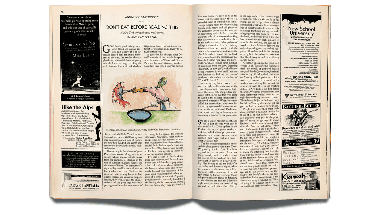 Hannah Goldfield on Anthony Bourdain’s “Don’t Eat Before Reading This”